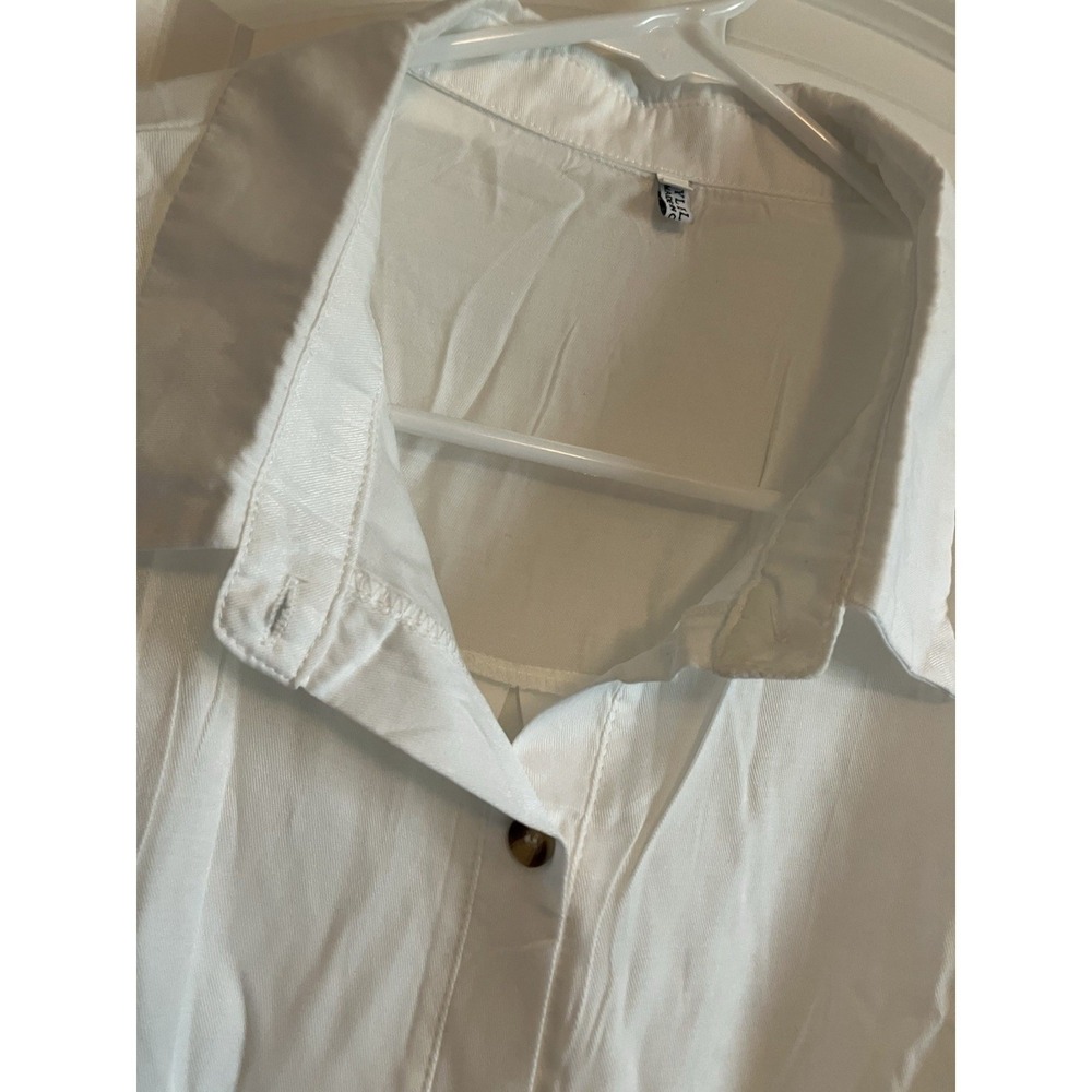 Kylelove Button Down Shirt Women 2XL White Like New Long Sleeve Pocket C513